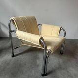 Fauteuil années 80 avec revêtement en bouclé jaune