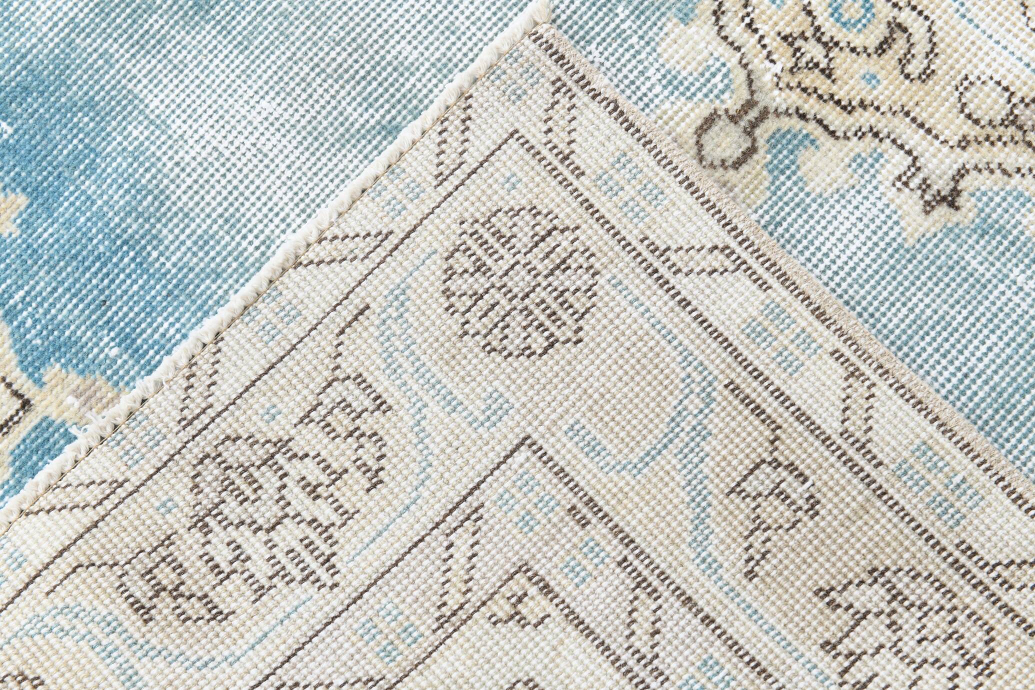 4x6 Sky Blue Orienta Classic Pattern Vintage Rug, 113x201Cm