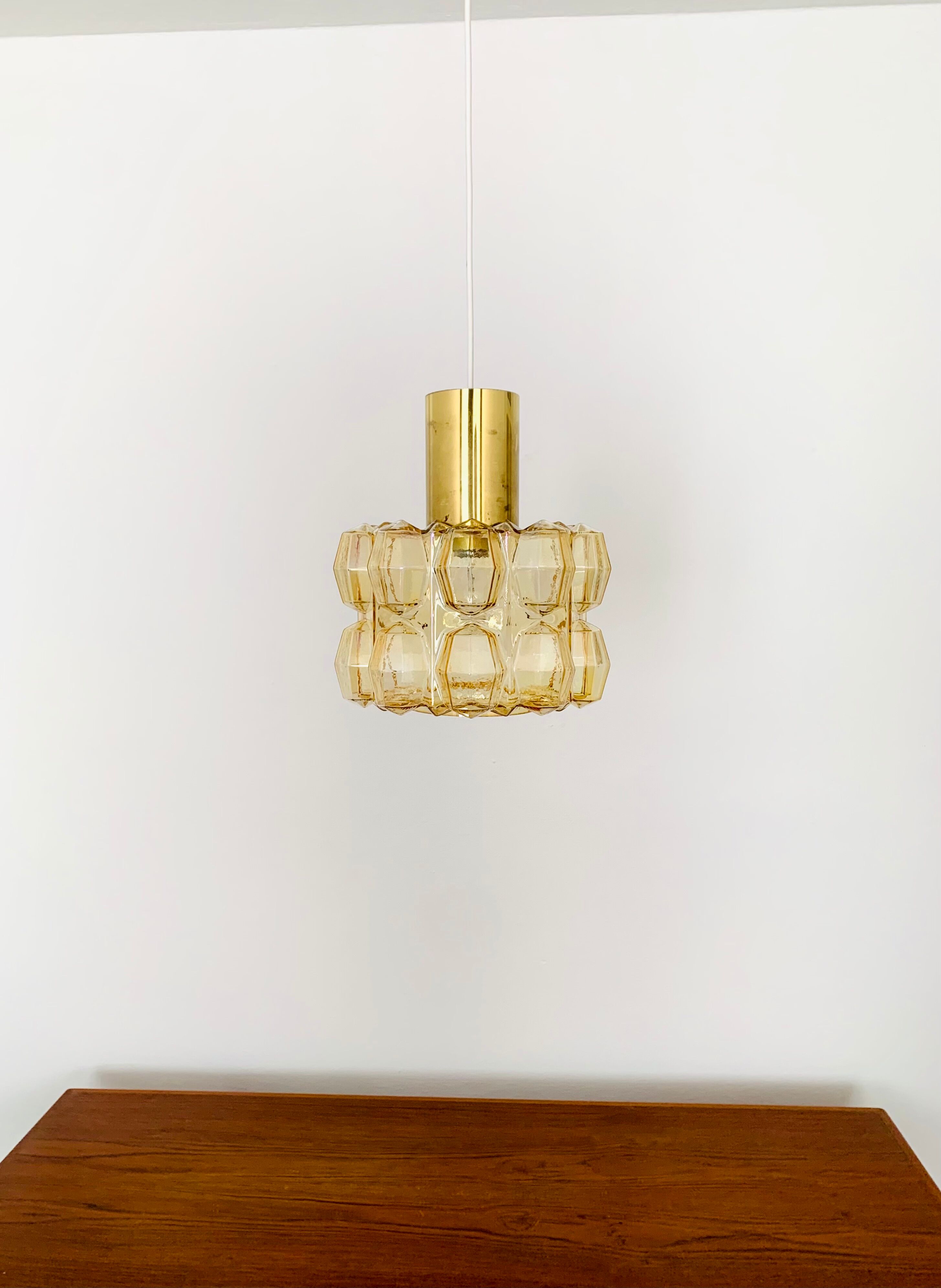 Amber Bubble Glass Pendant Lamp by Helena Tynell for Glashütte Limburg