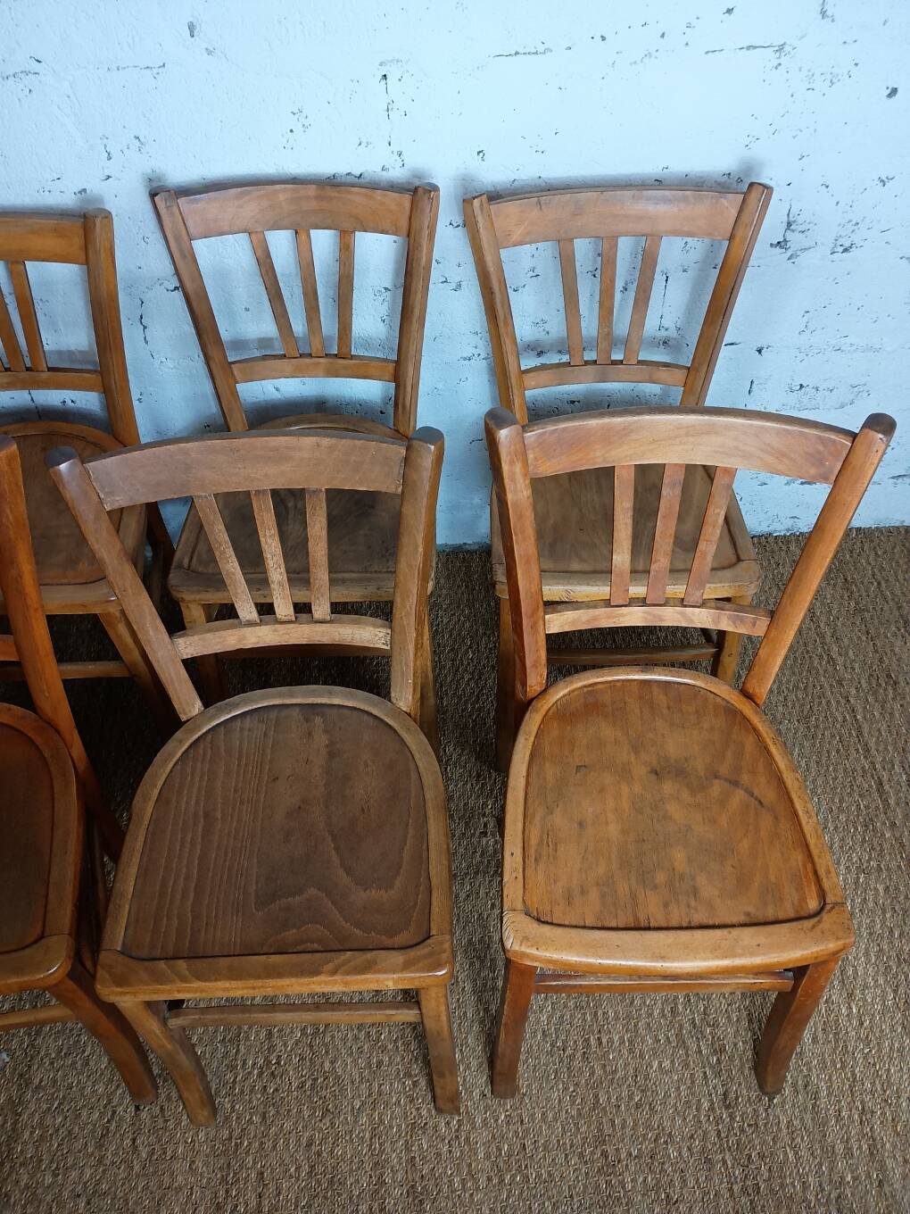 Ensemble de 10 chaises bistrot années 1950-60 vintage Luterma