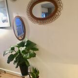 Mirror Scandinavian teak oval 36x57cm
