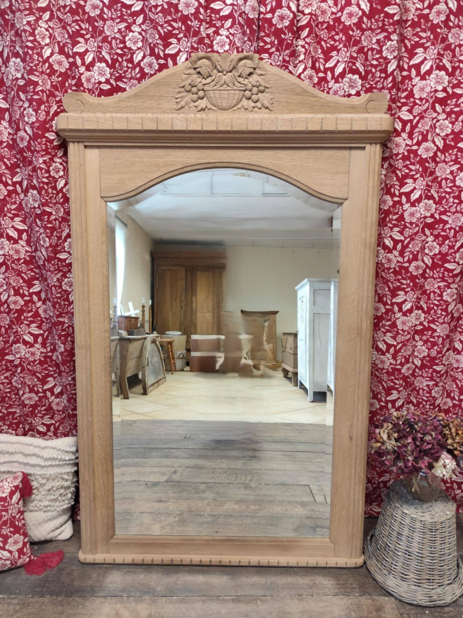 Oak trumeau mirror