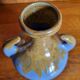 Vintage Alpho vase with beige flame blue ceramic handles