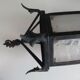 ancient hexagonal wrought iron lantern, decoration lily flowers- 19th century