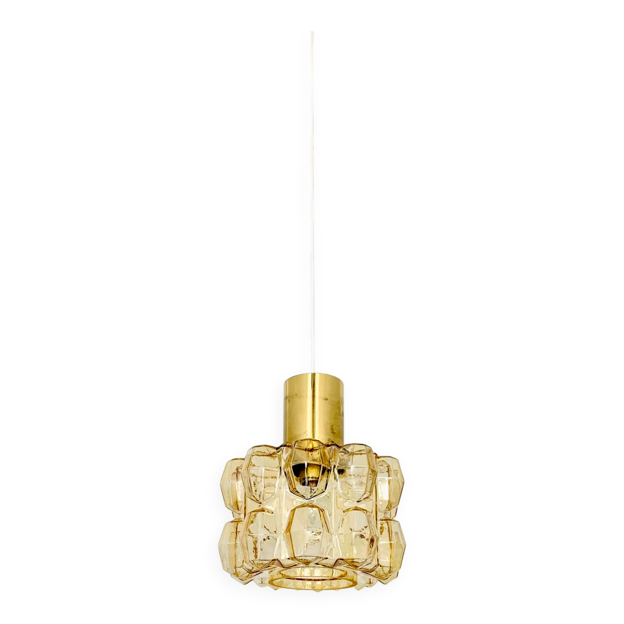Amber Bubble Glass Pendant Lamp by Helena Tynell for Glashütte Limburg