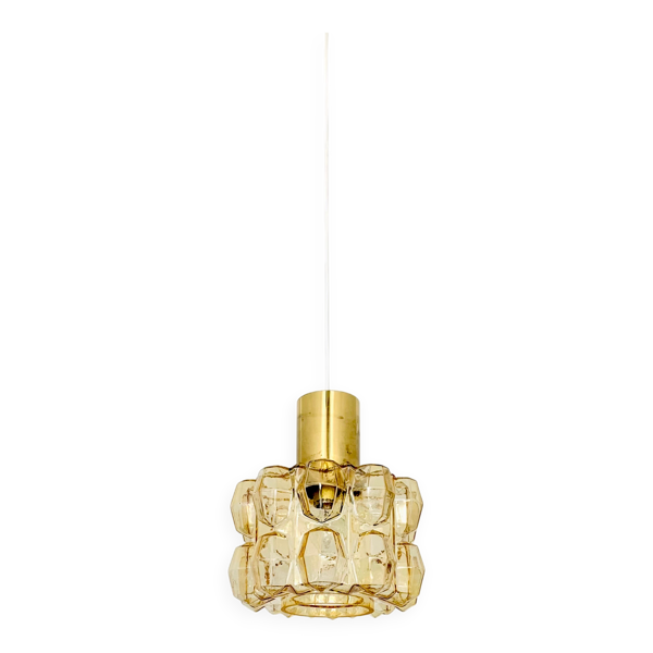 Suspension en verre bulle ambre par Helena Tynell pour Glashütte Limburg