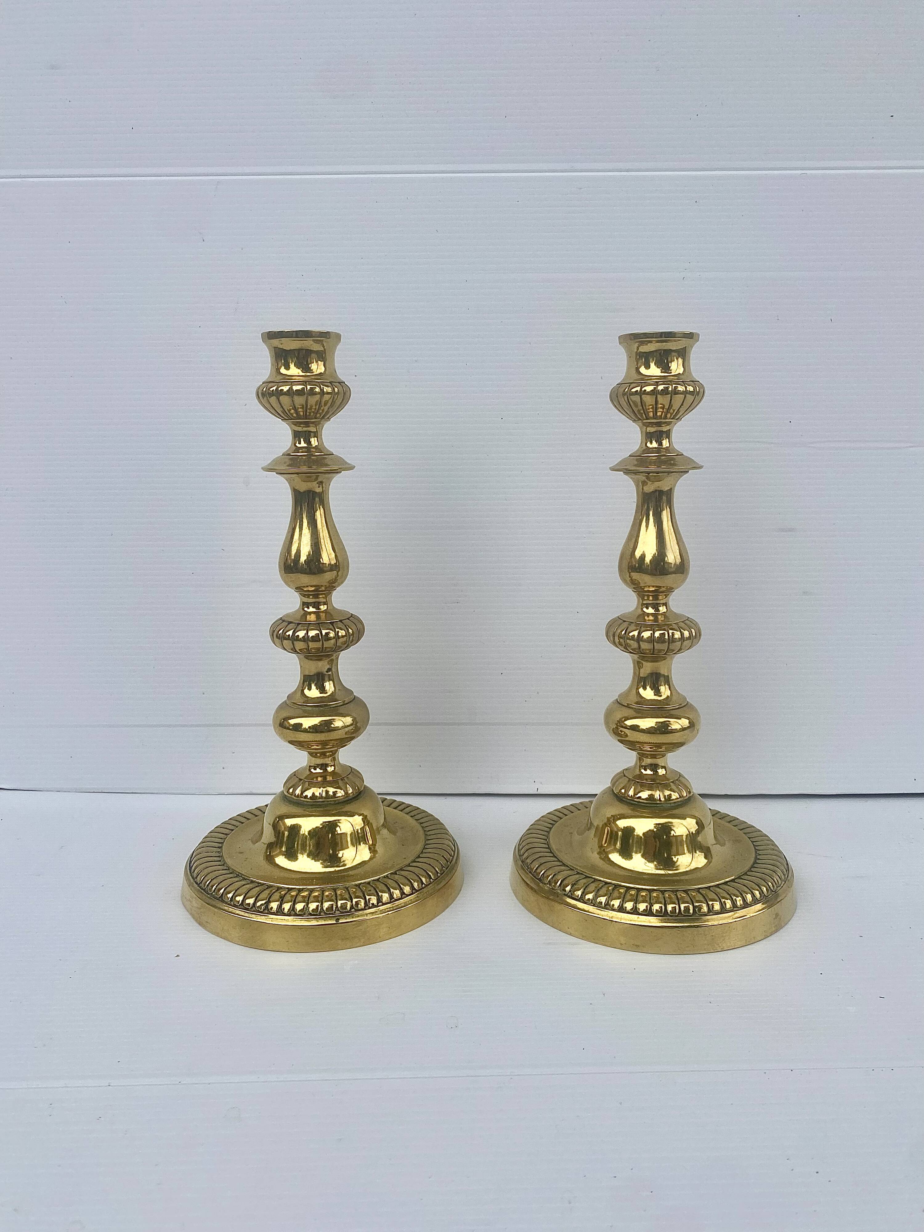 Pair of brass candlesticks in Louis Philippe style
