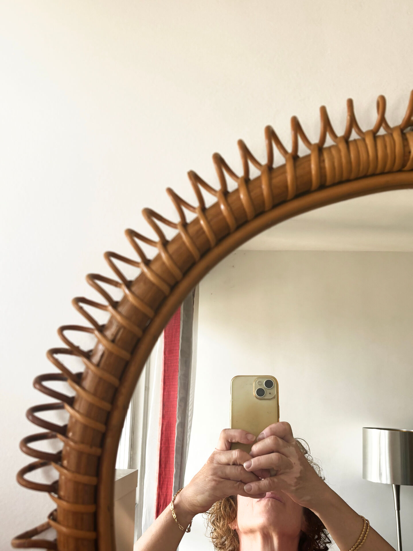 Miroir rond en rotin Franco Albini