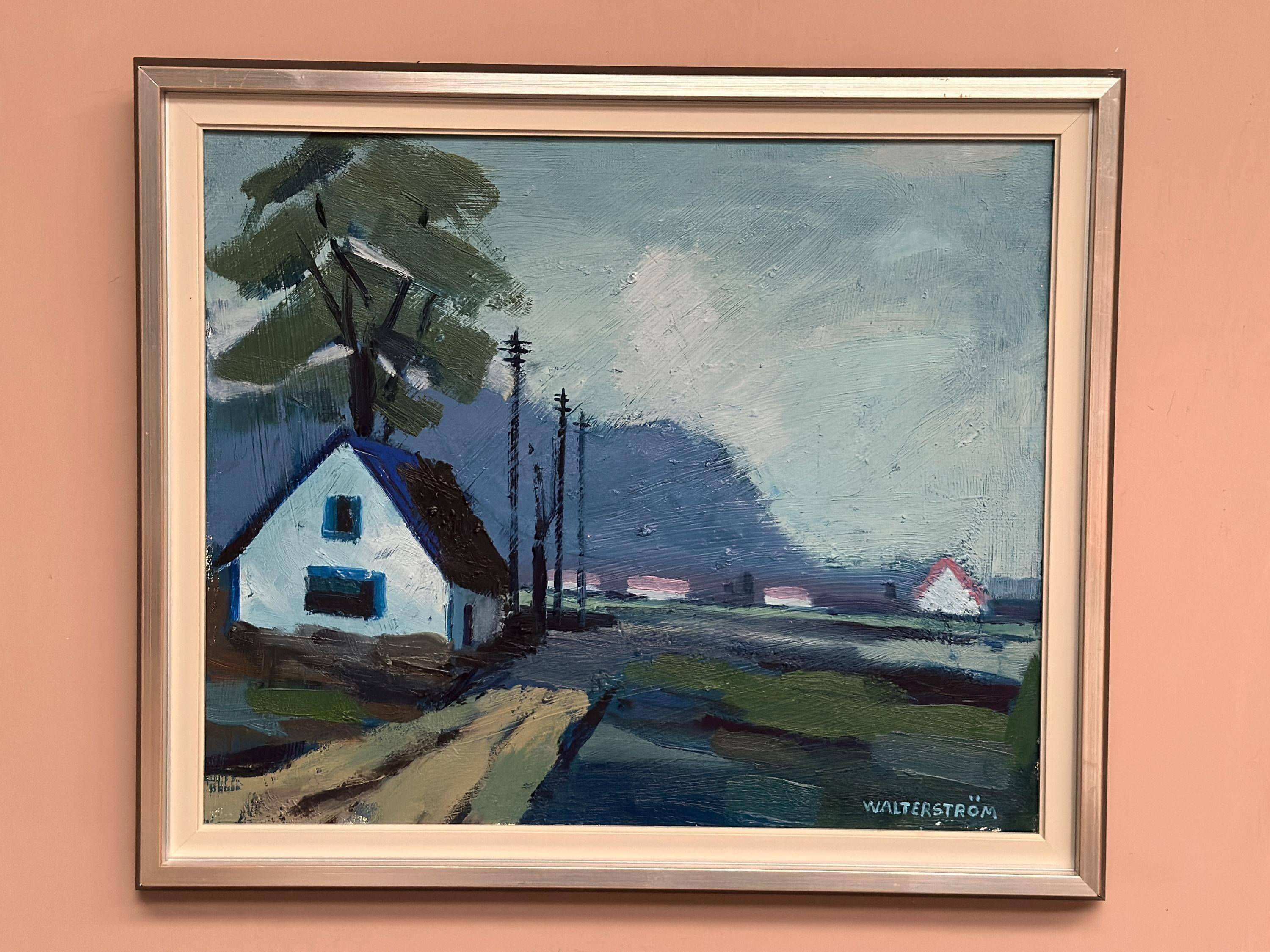 Swedish Oil on Canvas – “Landscape with House” by Ingvar Walterström