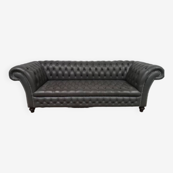 Canapé chesterfield cuir gris