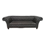 Gray leather Chesterfield sofa
