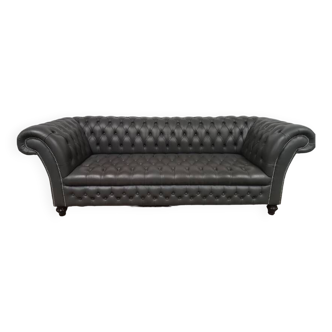 Gray leather Chesterfield sofa