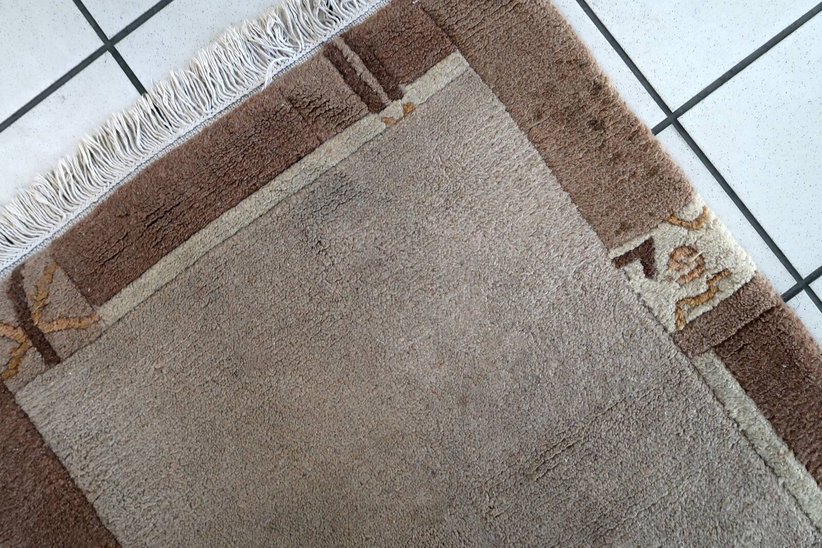 Tapis Vintage Khaden Tibétain en Laine (74cm x 139cm), Années 1970, Éléganc