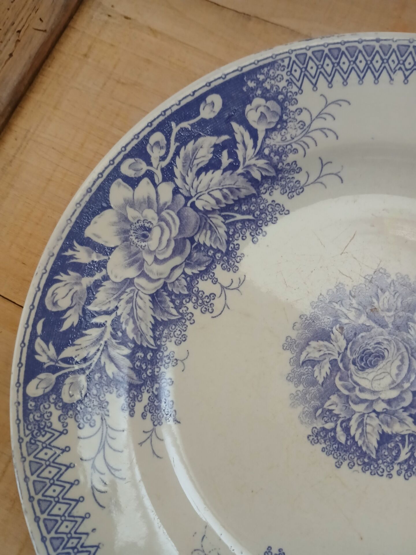 3 antique flat plates in ironstone