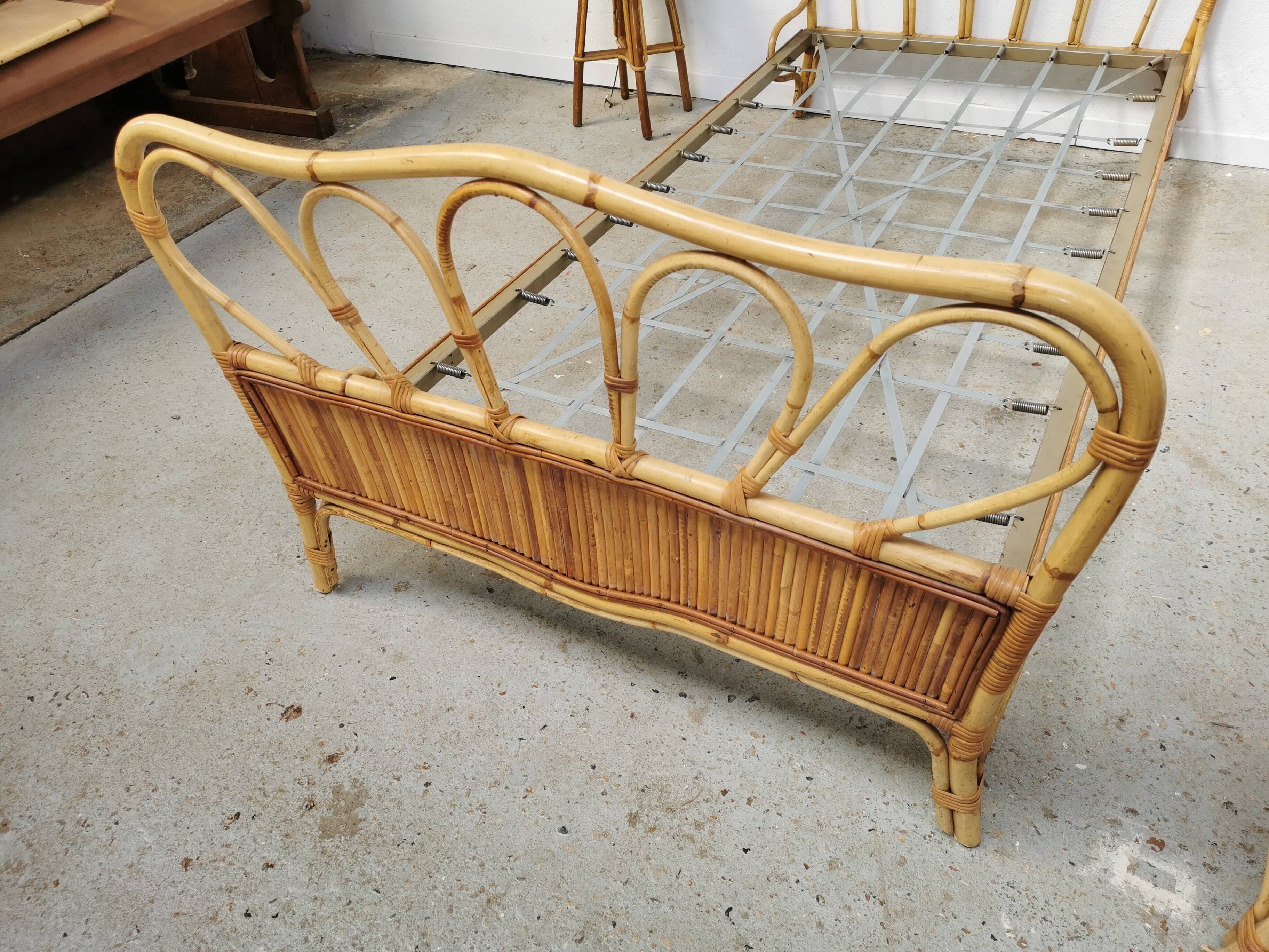 Pair of vintage rattan beds