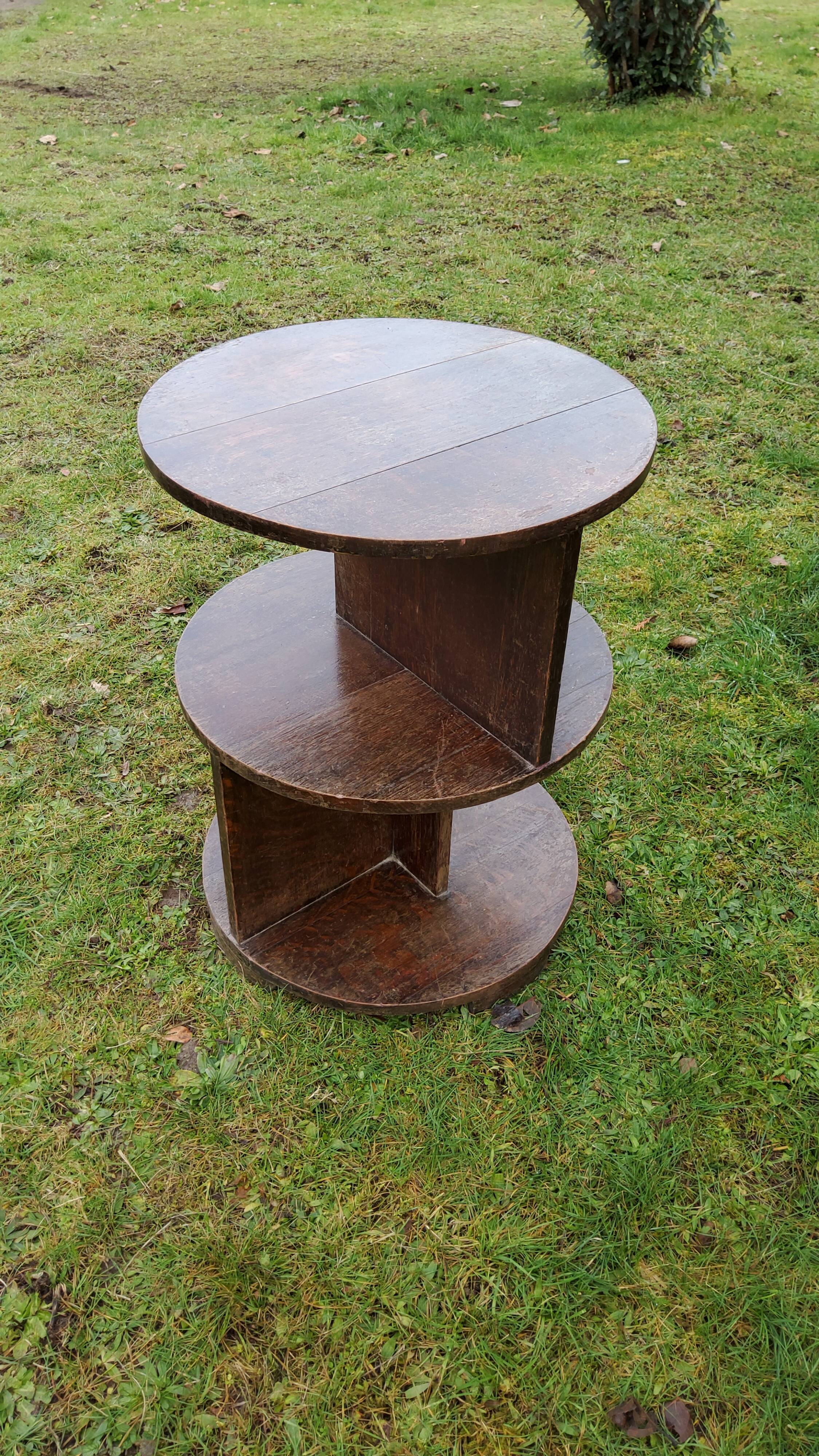 Gueridon art deco library 1930 in oak