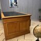 Large Desk "Banque De France" Oak and Leather Box Dish