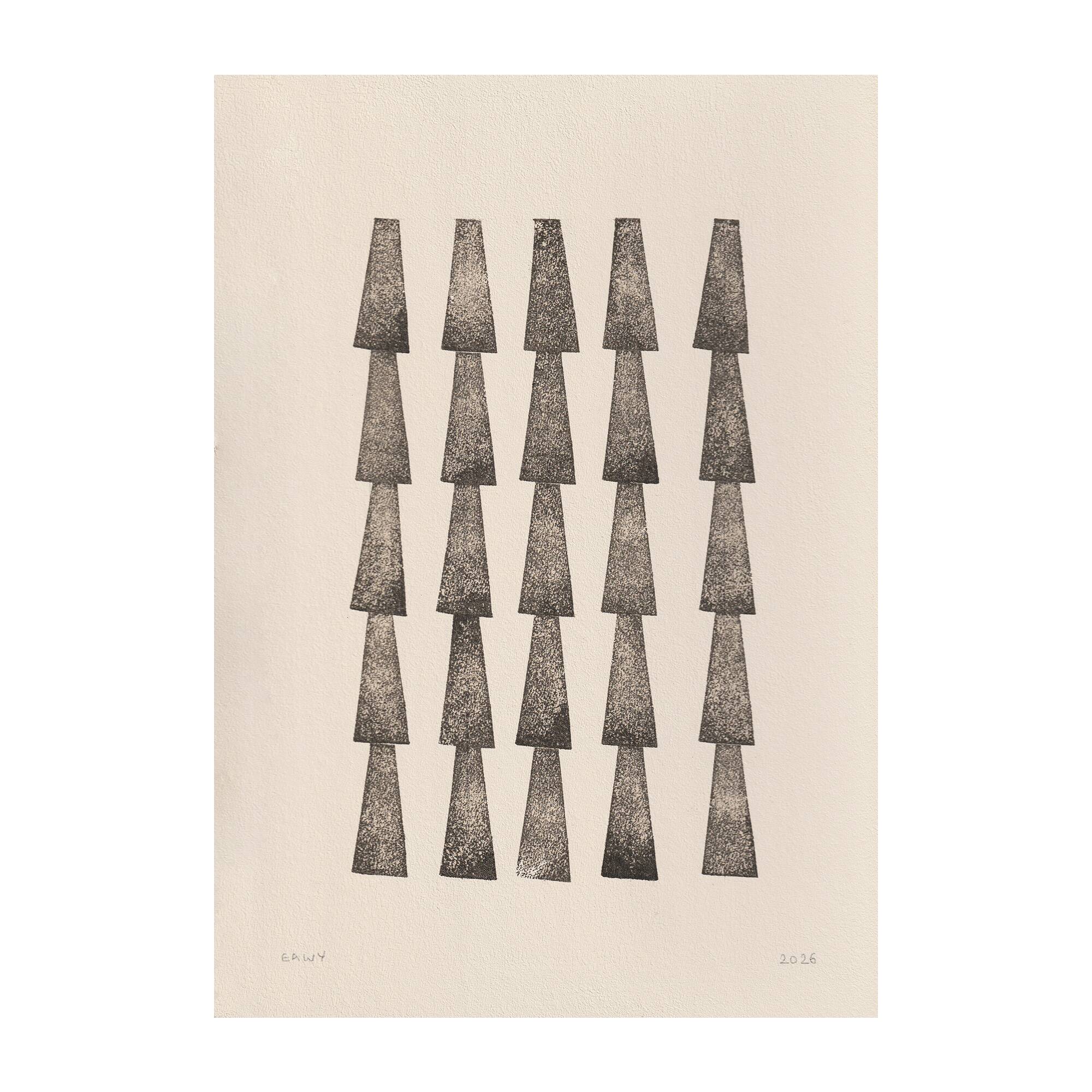 Collection of 4 abstract black paintings on paper signed Eawy.