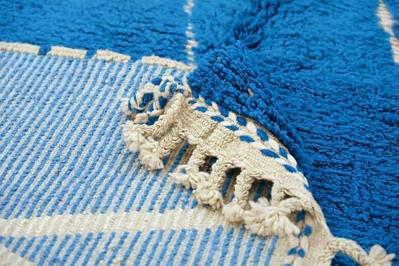 Handmade pure wool rug in blue