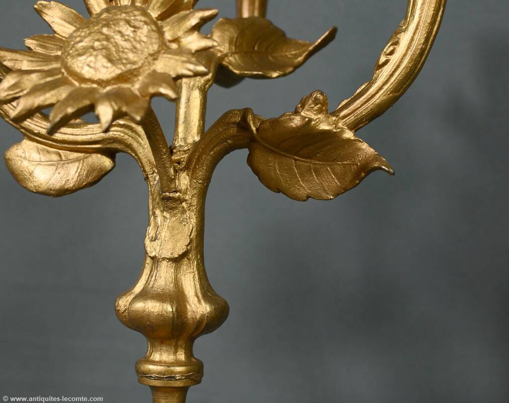 Pair of candelabra in gilded spelter and onyx – 1940