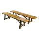 Pair of brutalist benches in solid blond elm by Aranjou, France, 1970s