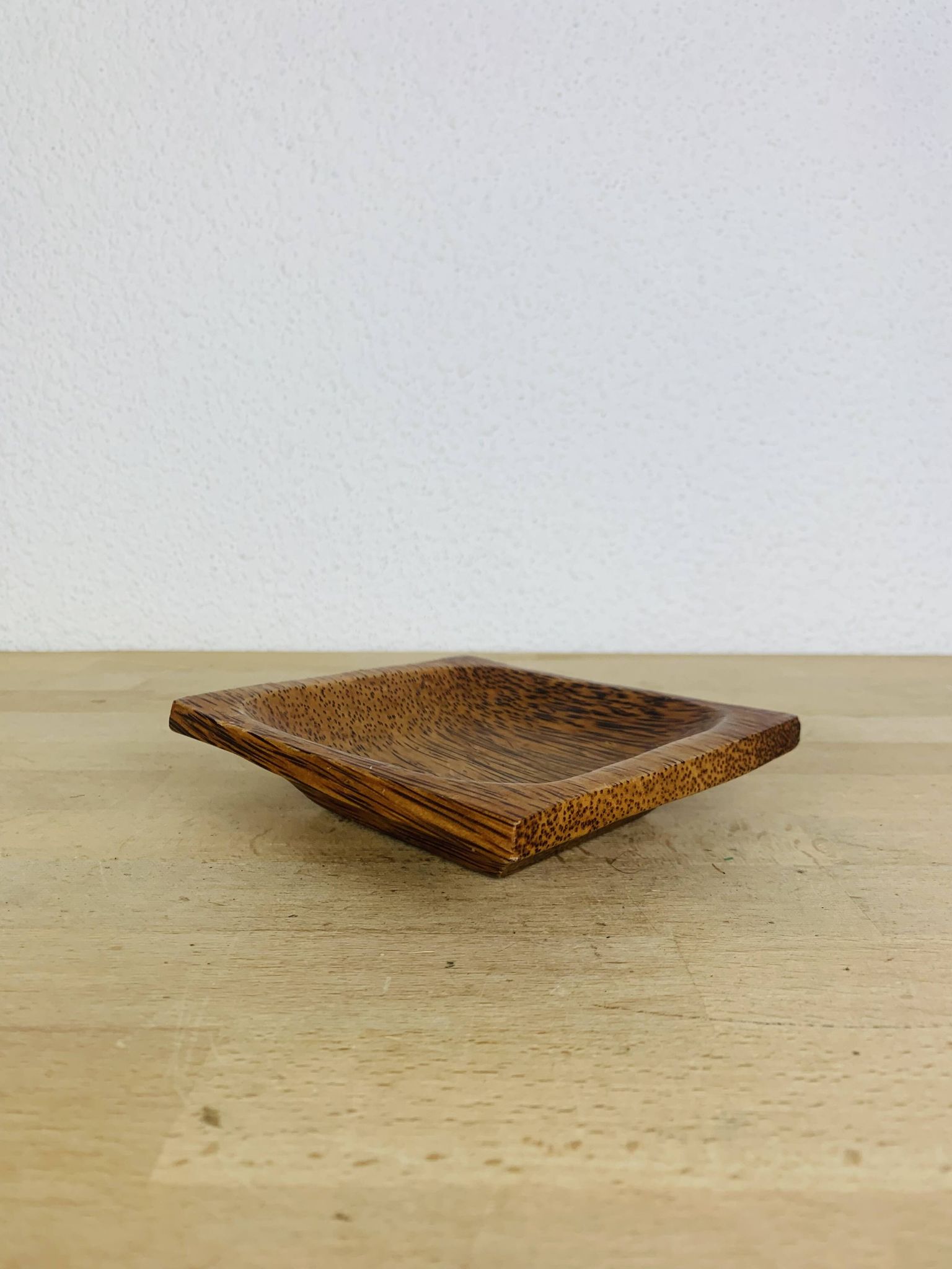 Vide poche carré bois de palmier, vintage