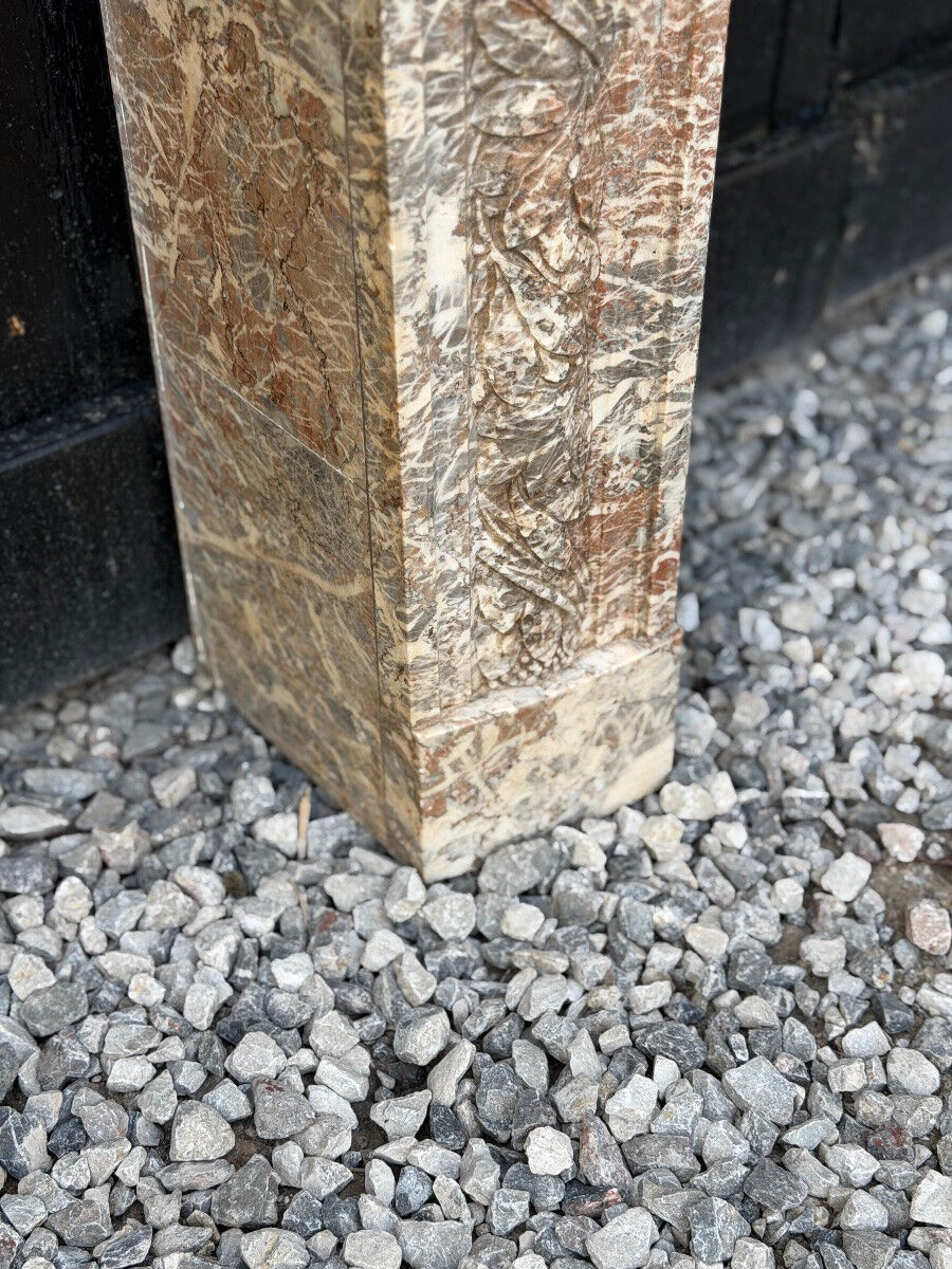 Louis XVI style fireplace in grey Ardennes marble, circa 1900.