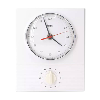 1960s white ceramic wall clock with built-in timer and mark