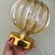 Vintage globe table lamp in half amber, half transparent molded glass