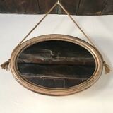 Oval wooden mirror and natrurel rope