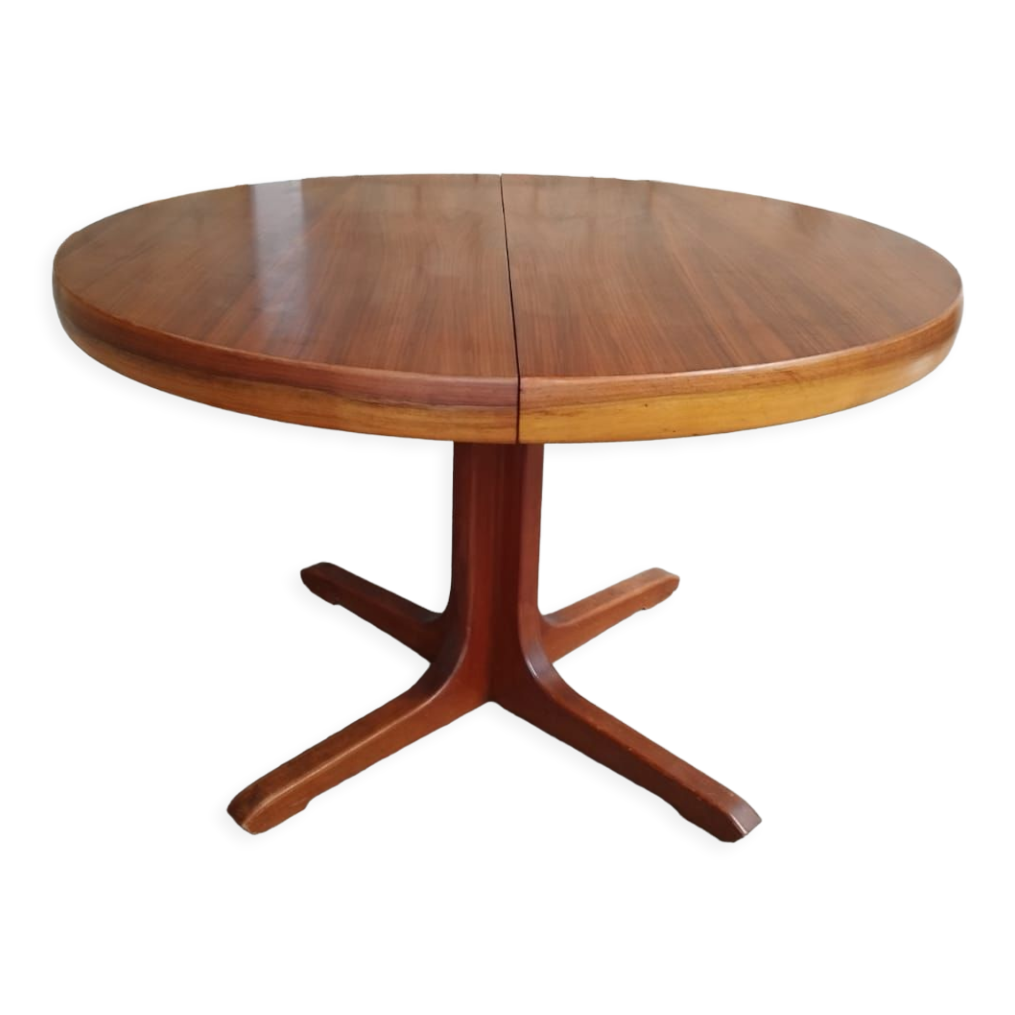 Vintage baumann round scandinavian table extendable a system