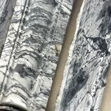 Pompadour fireplace in Louis XV style from around 1880 in blue floral marble.