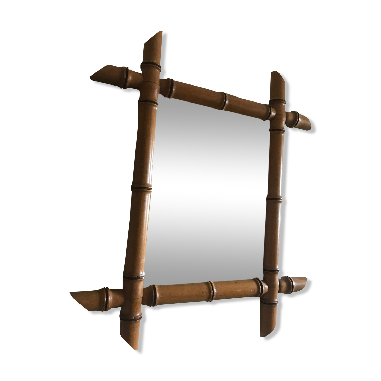 Bamboo carved wooden mirror