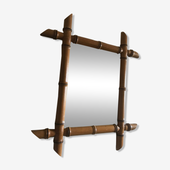 Bamboo carved wooden mirror