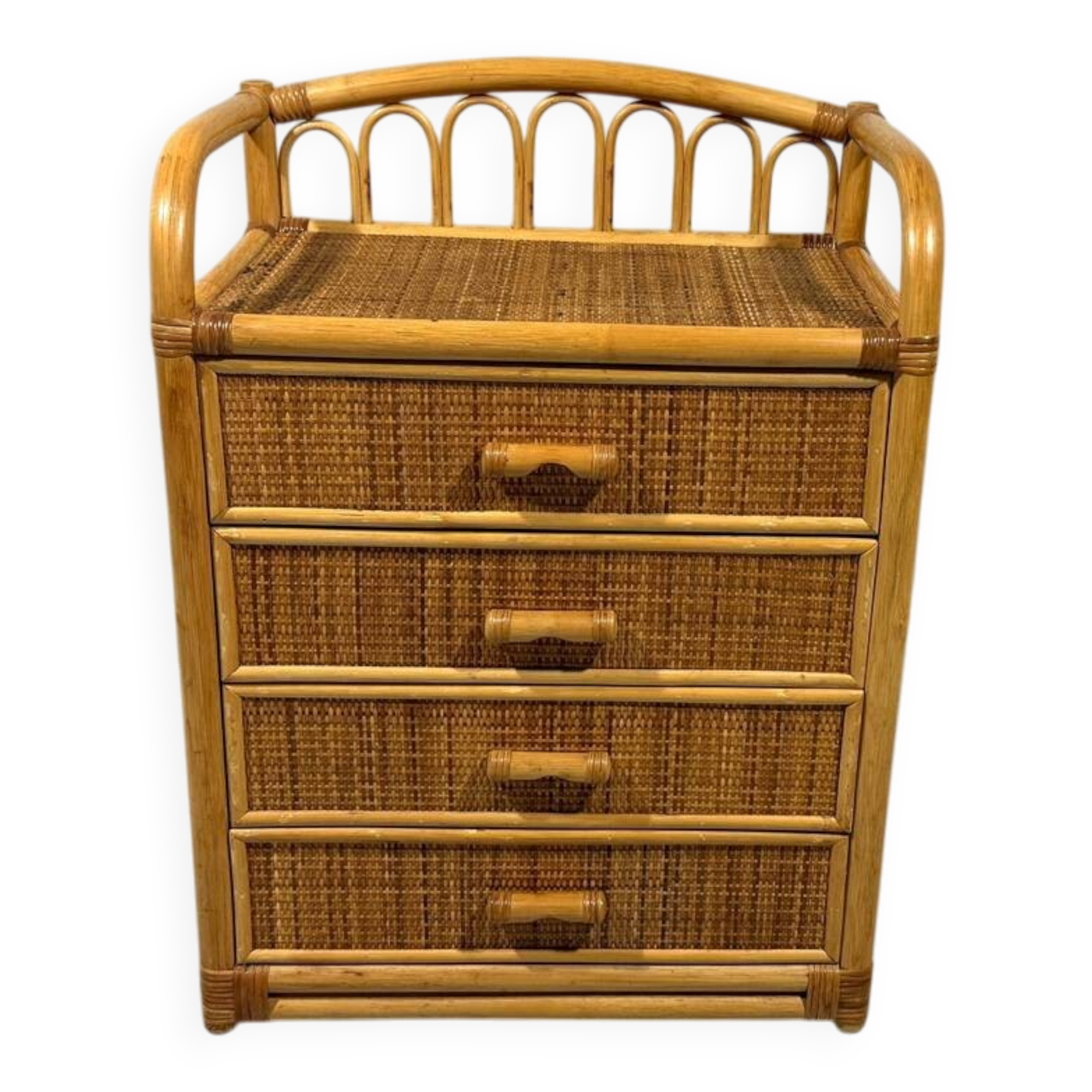 Rattan chest of drawers bedside table 1980’s