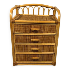 Commode en rotin, table - 1980