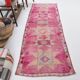 Pink Orange Turkish Runner Rug 100x302Cm