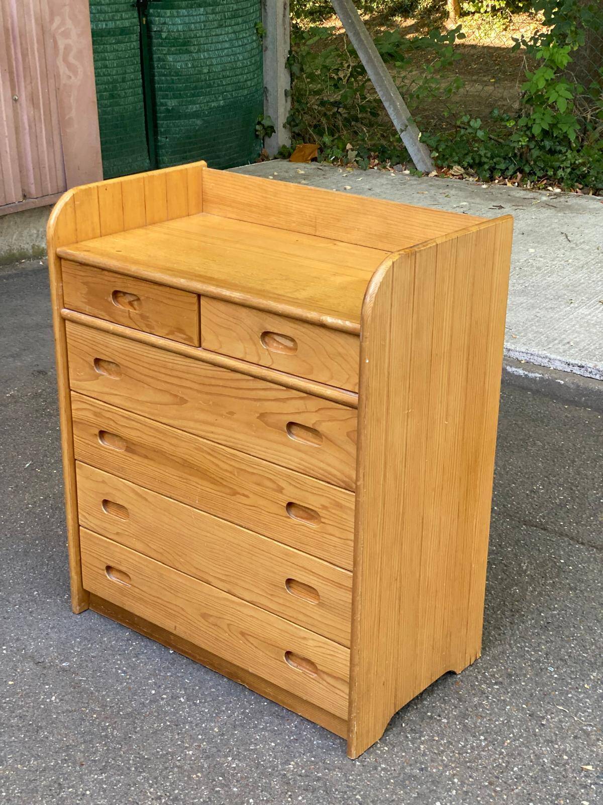 Commode scandinave à 6 tiroirs avec table à langer des années 70