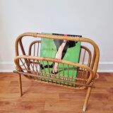 Foldable rattan magazine rack - Vintage