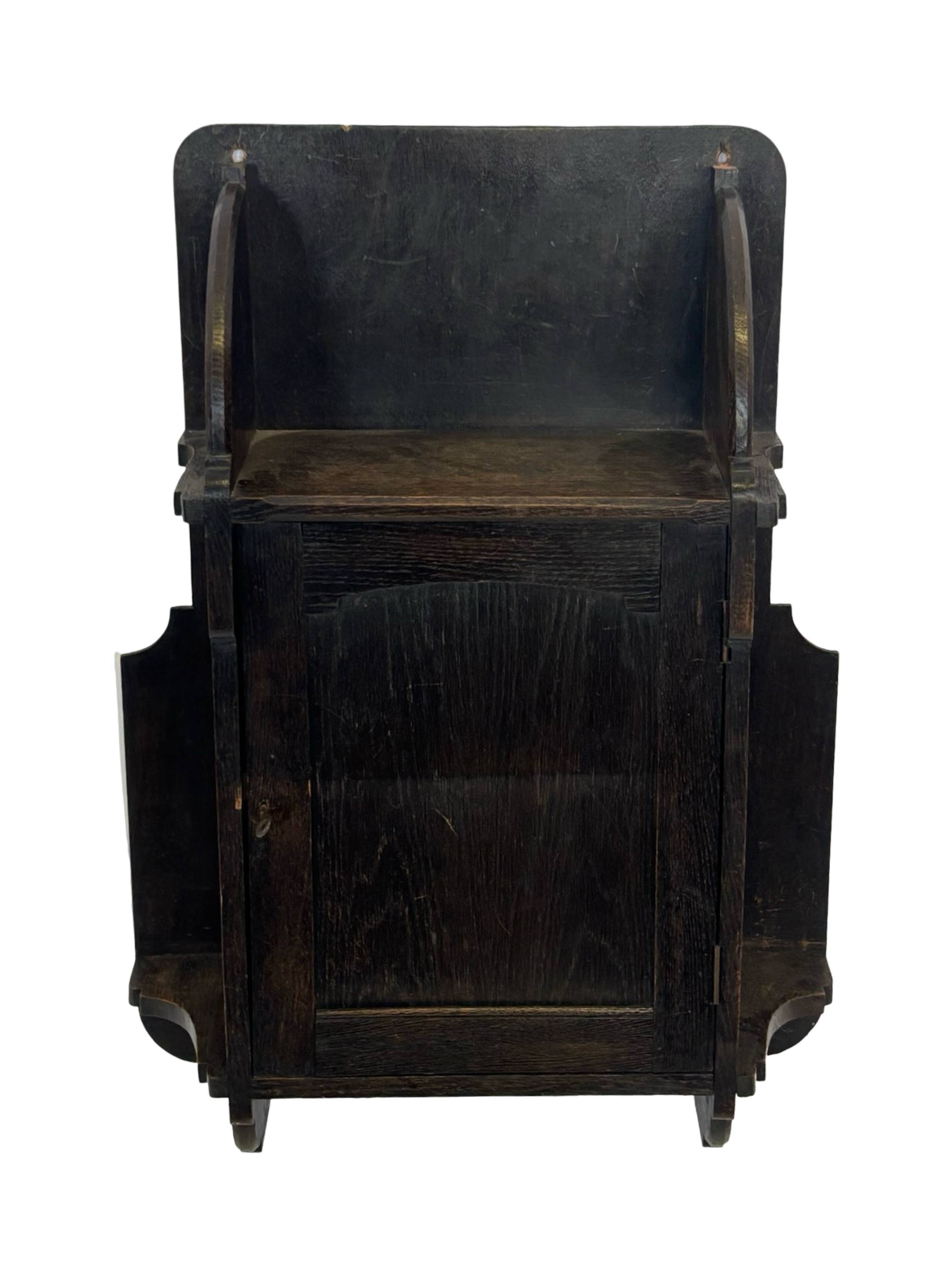 Art Deco hanging cabinet, wall cabinet, 1920s oak design
