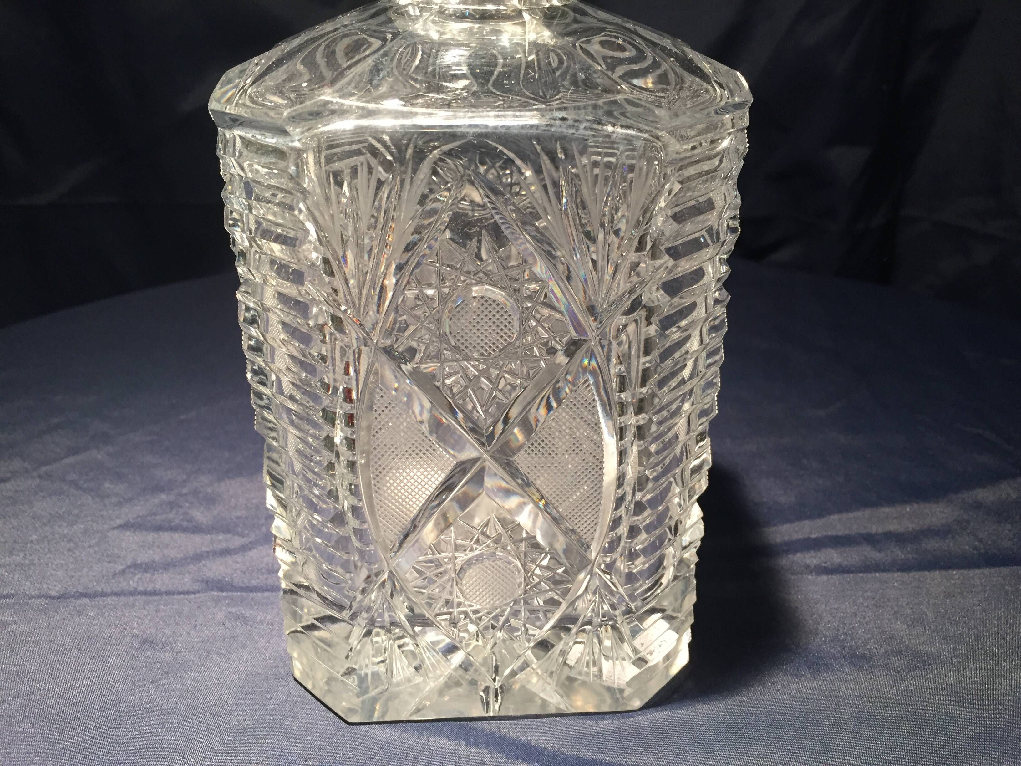 Whiskey carafe in bohemian crystal table art at the time of the digestive