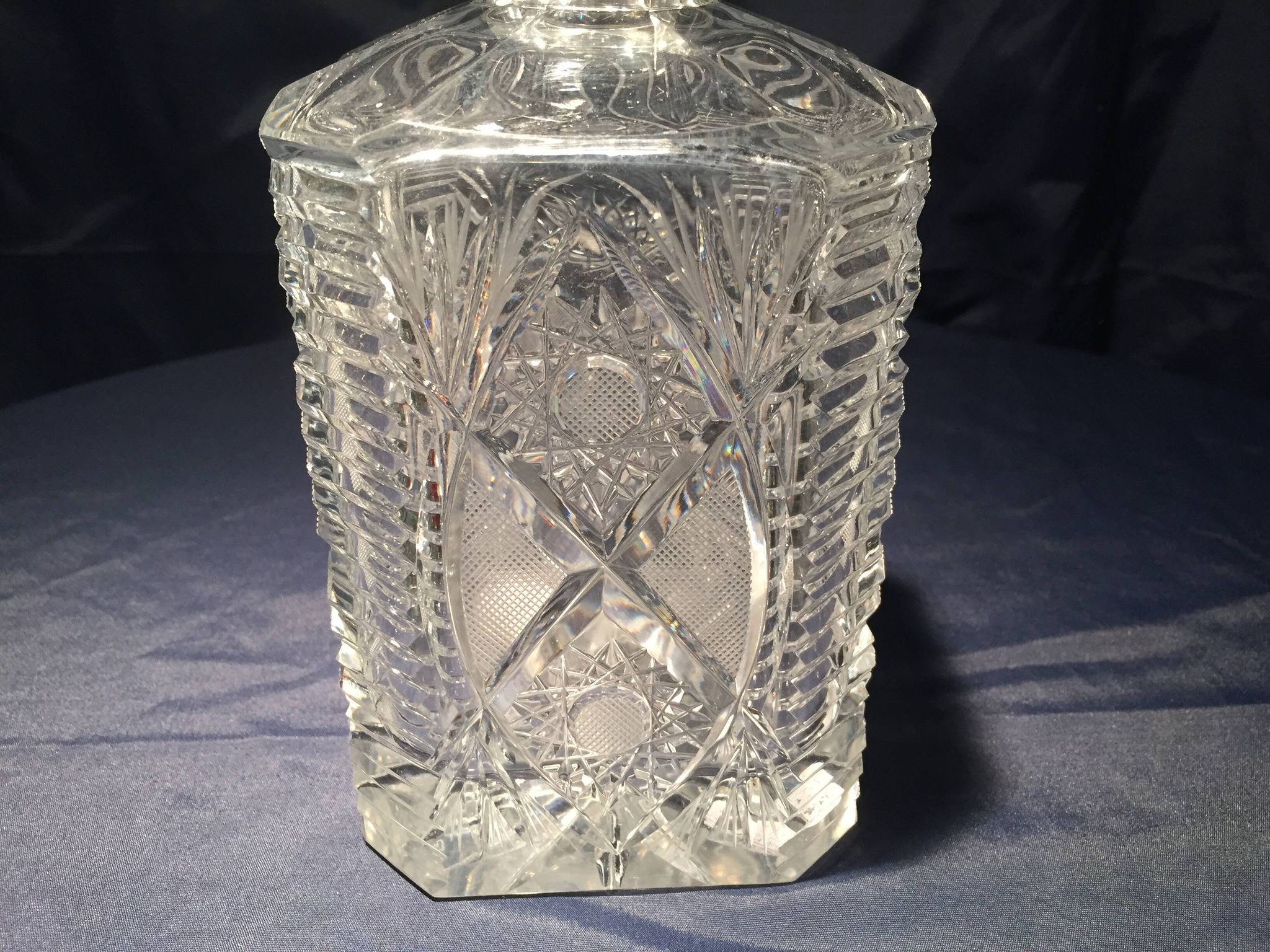 Whiskey carafe in bohemian crystal table art at the time of the digestive