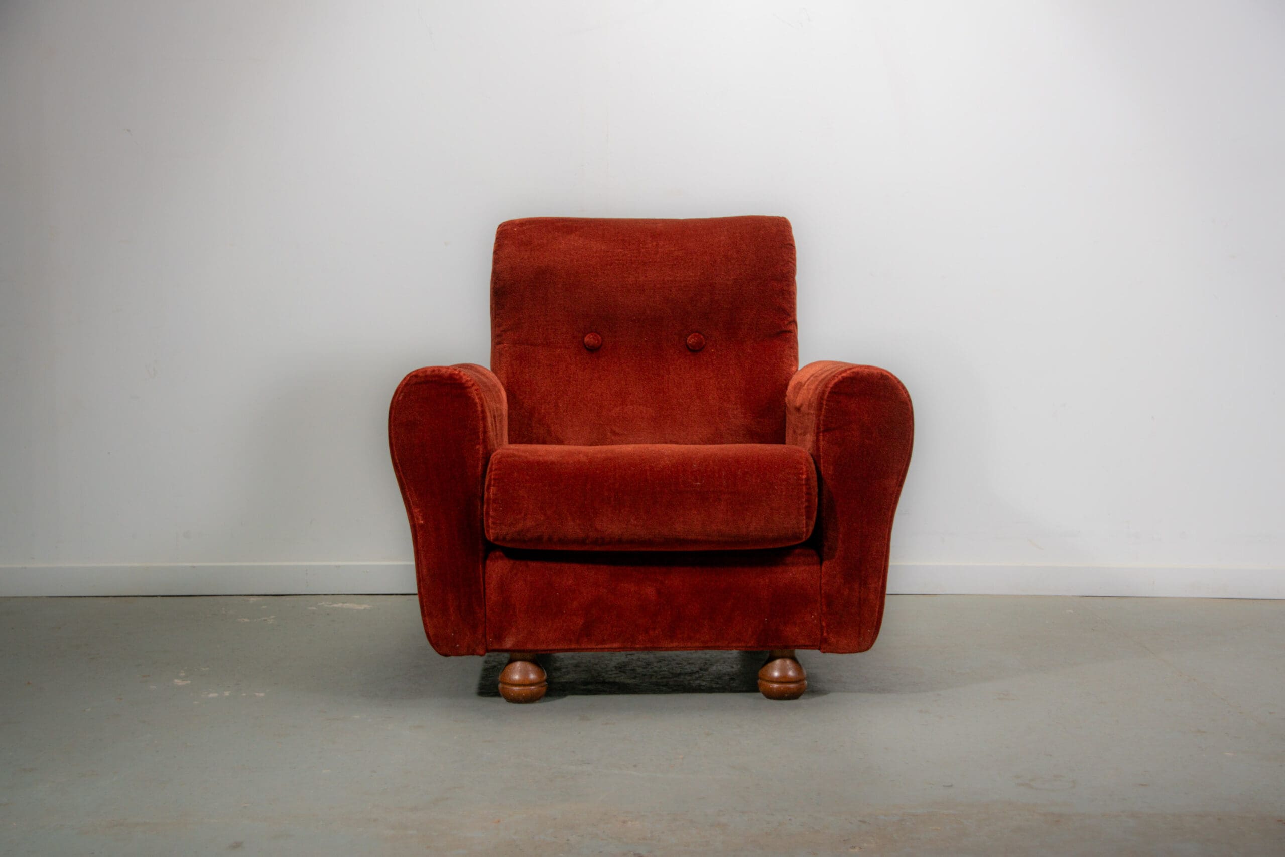 Italian Mohair armchair. Circa 1950