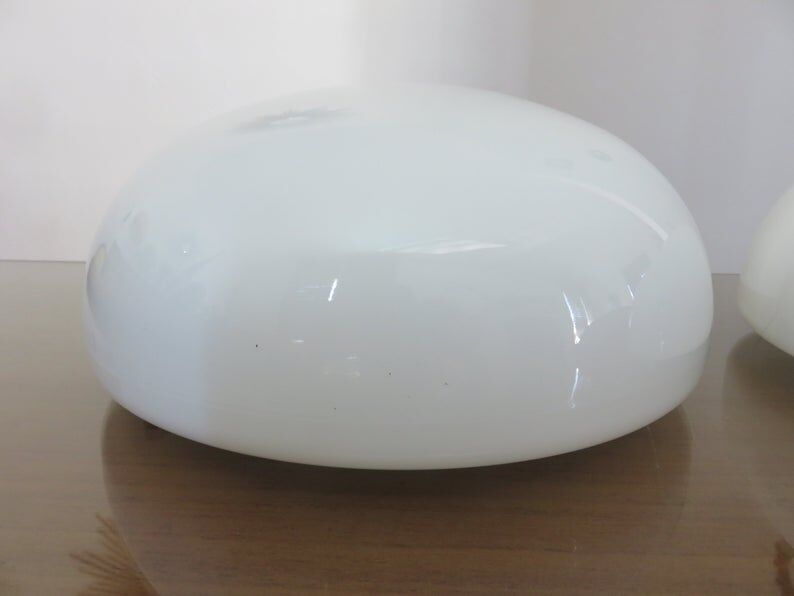 Pair of white opaline ceiling light 1970s