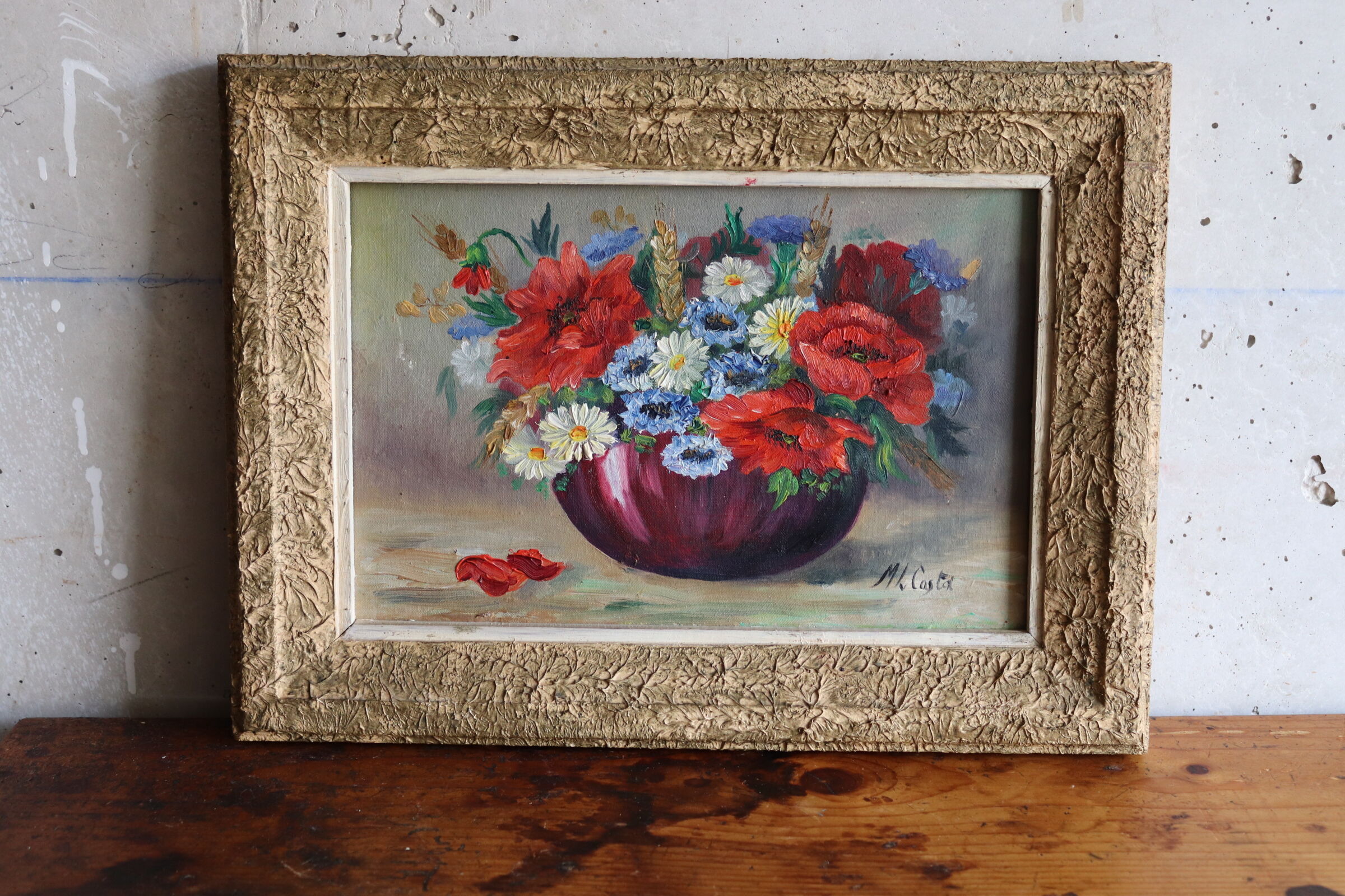 Old painting bouquet of flowers