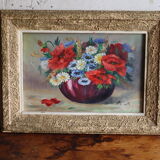 Tableau ancien bouquet de fleurs