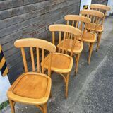(Lot) 5 stamped Lutherma chairs (light oak)