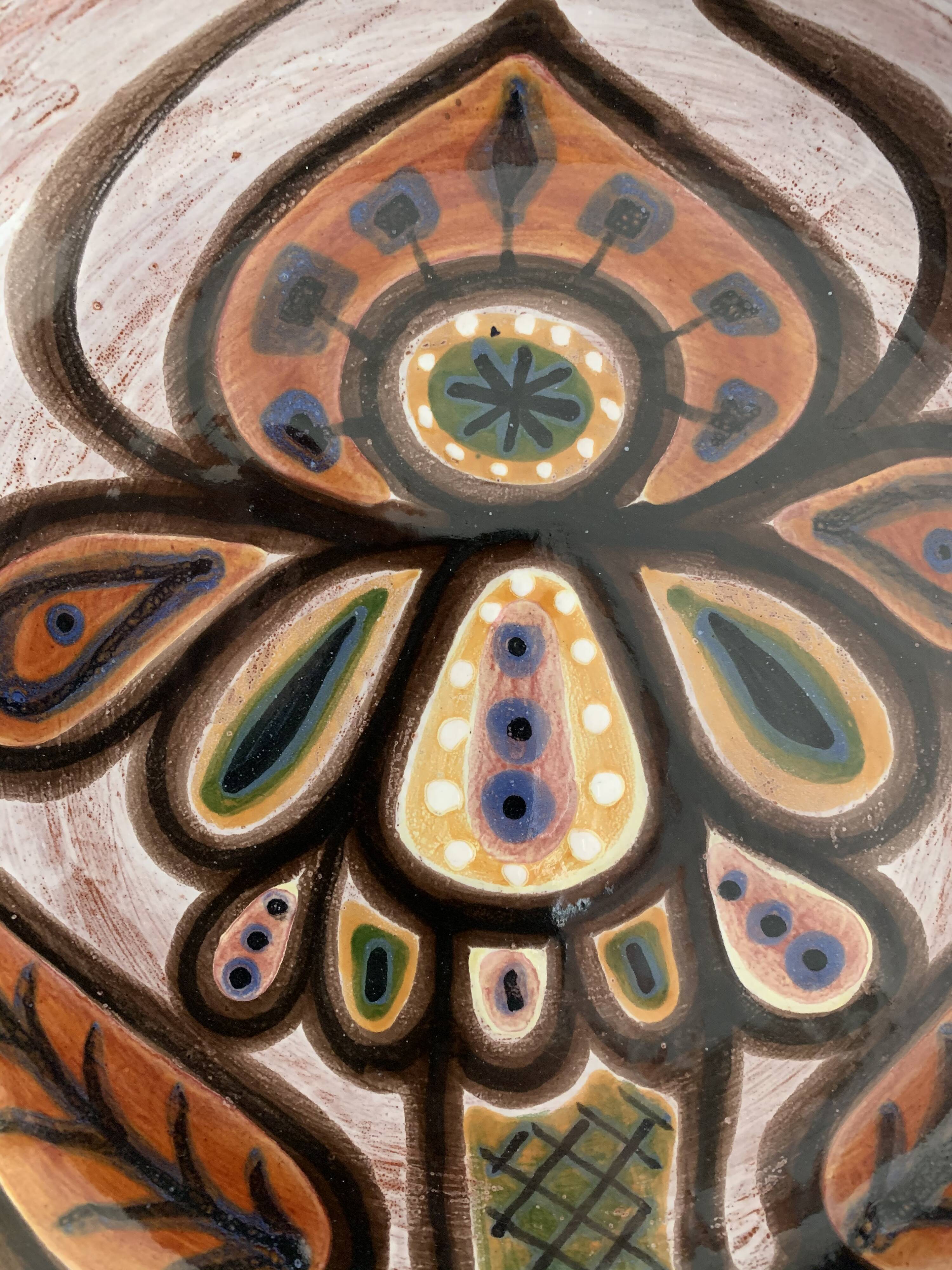 Ceramic dish enamelled by Jacques Poussines Sant Vicens 1950