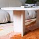 Oval coffee table in travertine