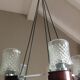 Lustre en chrome et teck à 5 feux style scandinave